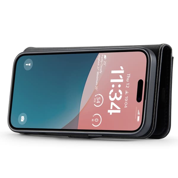 DG MING iPhone 16 2-i-1 Magnet Pungetui - Sort Black