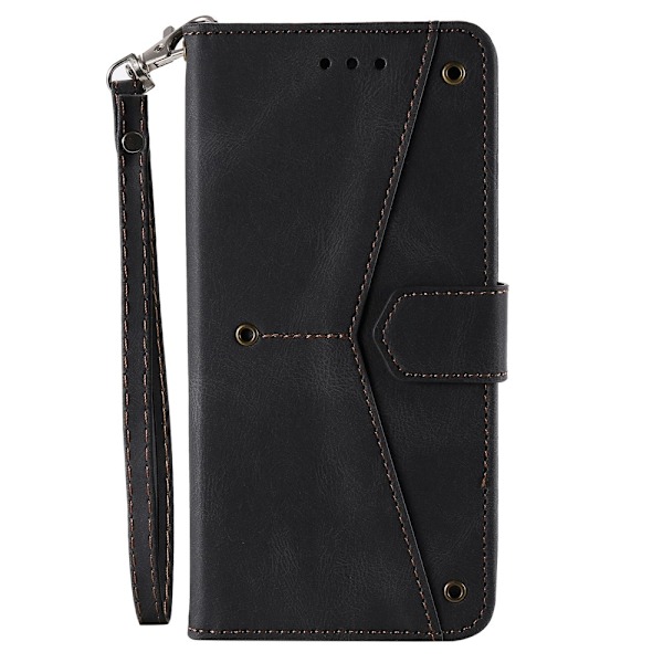 SKALO Samsung S25 Premium PU-læder Splicing Flip Cover - Sort Black