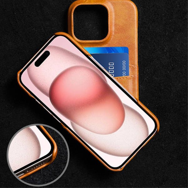 SKALO iPhone 16 Pro Max PU-Läder Korthållare Skal - Blå Blå