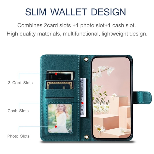 SKALO Samsung S25 Edge Quiltet Skulderrem Flip Cover - Grøn Green