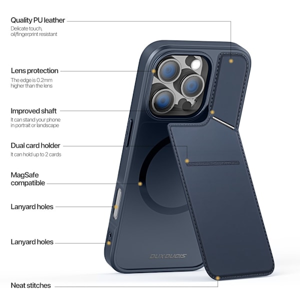 DUX DUCIS iPhone 16 Pro Max Rafi II Series Skal med Korthållare - Blå Blå