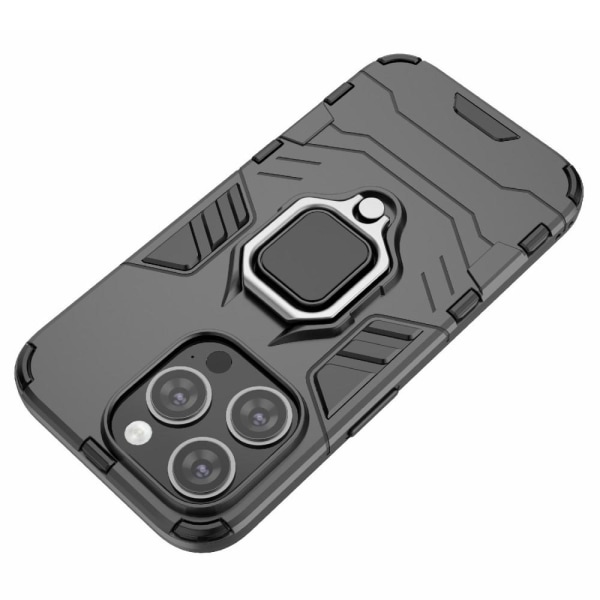 SKALO iPhone 15 Pro Max Armor Hybrid metal ring cover - Sort Black