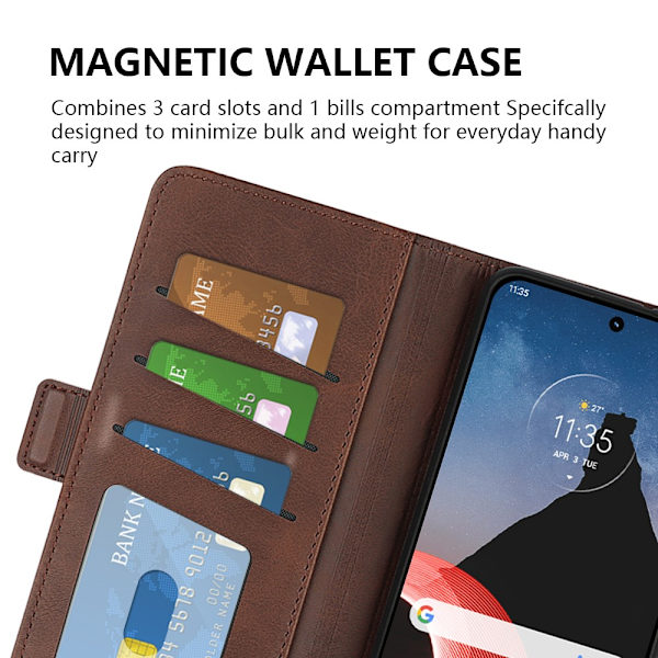 SKALO Motorola ThinkPhone 5G Premium Wallet Lompakkokotelo - Ruskea Brown