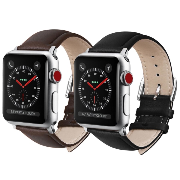 SKALO Nahkaranneke Apple Watch 42/44/45/49mm - Valitse väri Brown