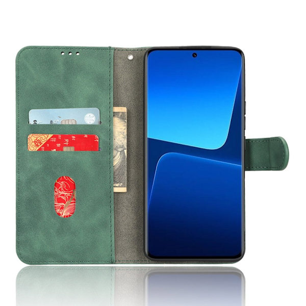 SKALO Xiaomi 13 Pro 5G Matt PU-Läder Plånboksfodral - Grön Grön