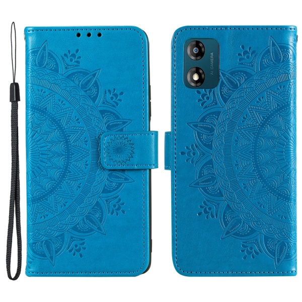 SKALO Motorola Moto E13 4G Mandala Plånboksfodral - Blå Blå