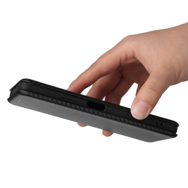 SKALO Sony Xperia 10 IV Carbon Fiber Plånboksfodral - Svart Svart