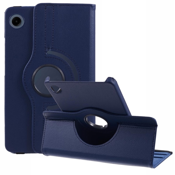 SKALO Samsung Tab A9 360 Litchi Fodral - Mörkblå Mörkblå