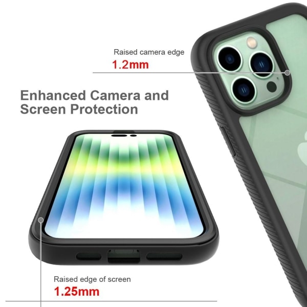 SKALO iPhone 14 Plus Iskunkestävä Clear Hybridi Suojakuori - Musta Black
