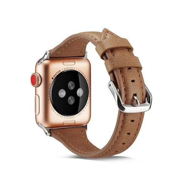 SKALO Smalt Läderarmband Apple Watch Ultra 2 49mm - Fler färger Ljusbrun