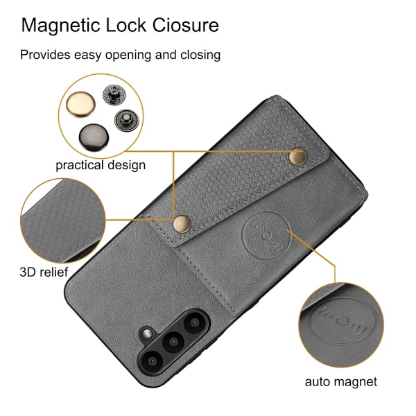 SKALO Samsung A16 PU-nahkainen Suojakuori Lompakkokotelo - Musta Black