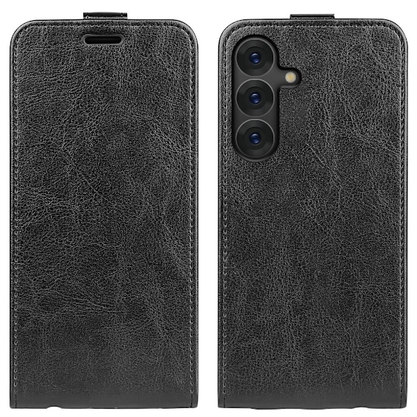 SKALO Samsung S25+ Vertical Flip PU-Nahka Lompakkokotelo - Musta Black