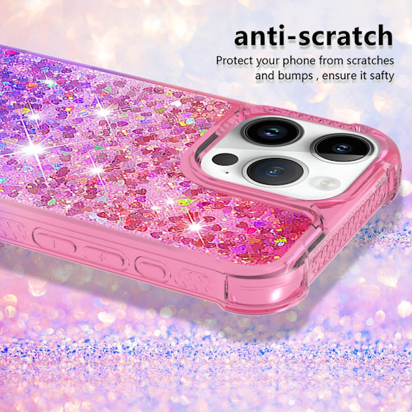 SKALO iPhone 16 Pro Kvicksand Glitter Hjärtan TPU-skal - Rosa-Lila multifärg