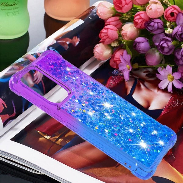 SKALO Samsung A53 5G Kvicksand Glitter Hjerter TPU Cover - Lilla Multicolor