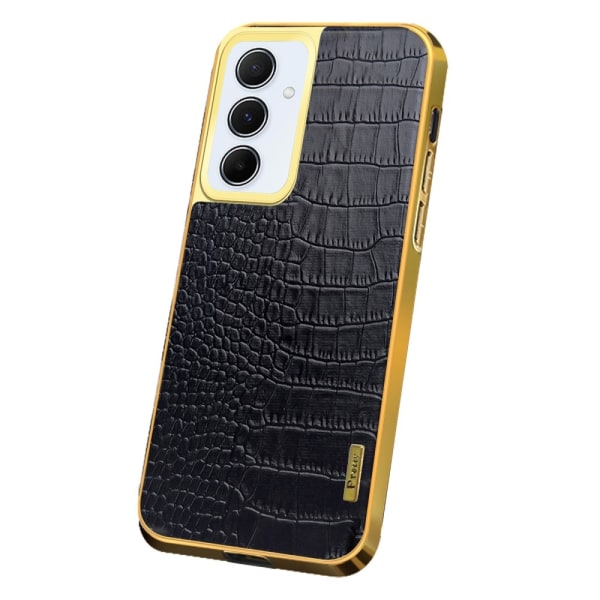 SKALO Samsung A55 5G Krokotiili Kultainen Reuna Kuori - Musta Black