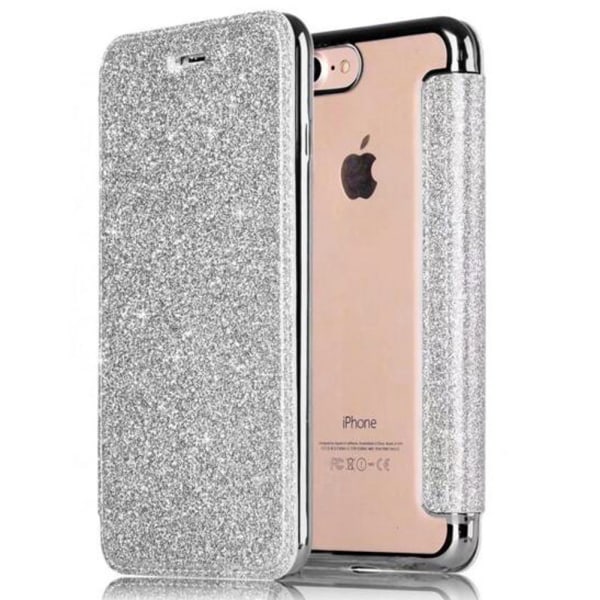 SKALO iPhone 7/8 Flip Cover TPU Ultratyndt Glitter - Vælg farve Black