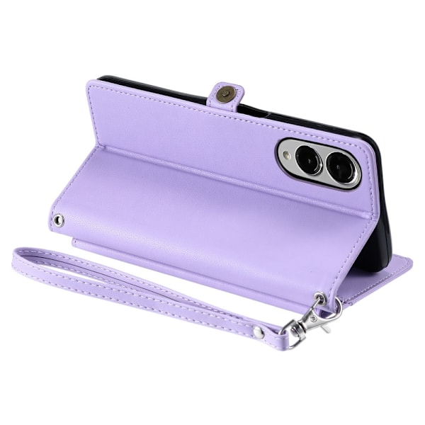 SKALO Samsung S25 Edge PU-Nahkakuori Lompakkokotelo - Violetti Purple