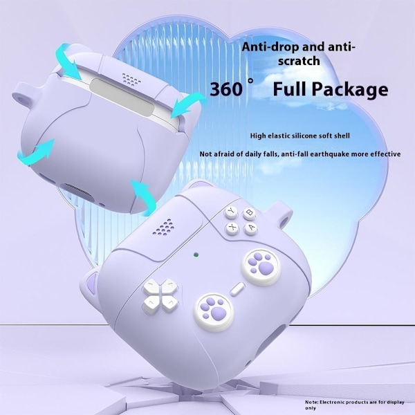 SKALO AirPods 4 Cute Cat Controller Fodral - Lila Lila