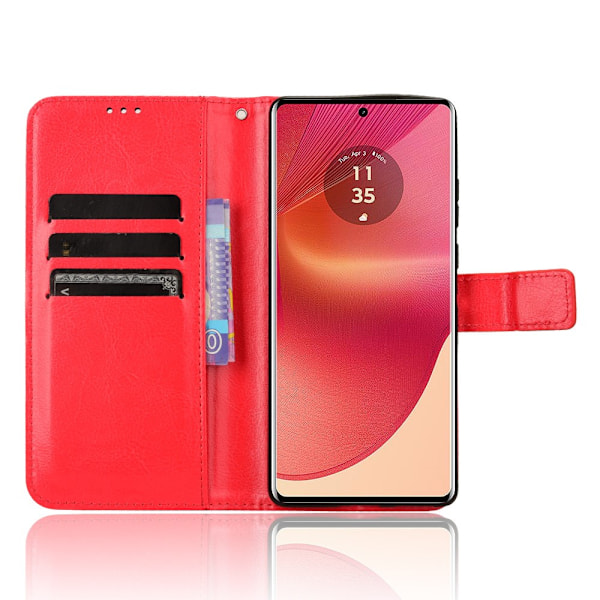 SKALO Motorola Edge 50 Fusion PU-læder Pungetui - Vælg farve Red