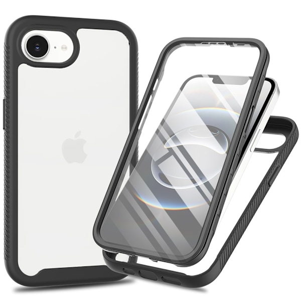 SKALO iPhone 16e Shockproof Clear Hybrid+Skärmskydd Skal - Svart Svart