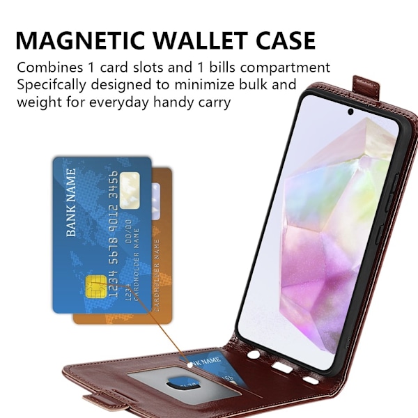 SKALO Samsung A36 5G Vertical Flip PU-Läder Plånboksfodral - Svart Svart