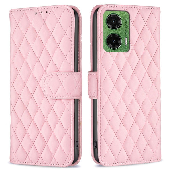 SKALO Motorola Moto G35 5G BINFEN COLOR Quiltat Plånbok - Rosa Rosa