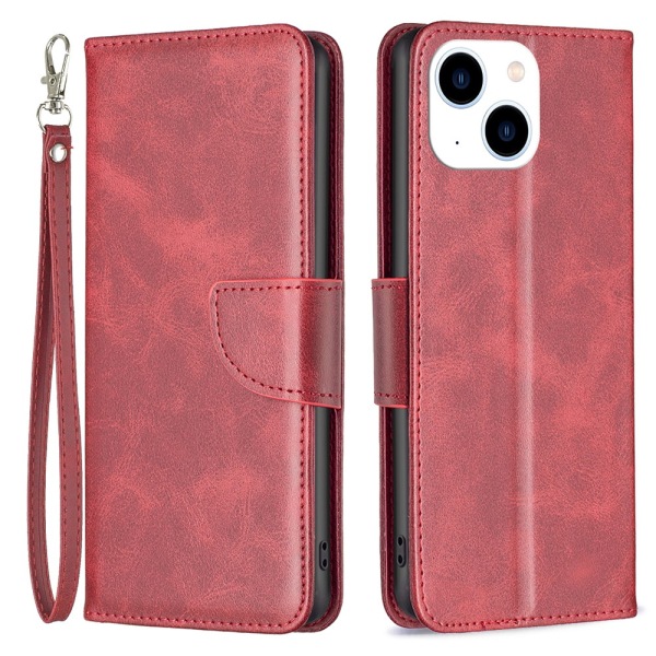 SKALO iPhone 15 Flip Cover m. pung i PU-læder - Rød Red