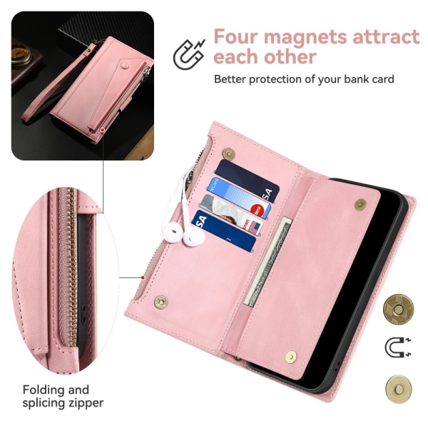 SKALO Motorola Moto G84 5G ESEBLE Big Wallet Plånboksfodral - Roséguld Rosa guld