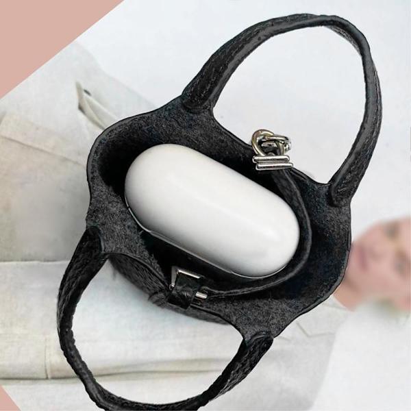 SKALO AirPods 3 Läder handväska - Svart Svart