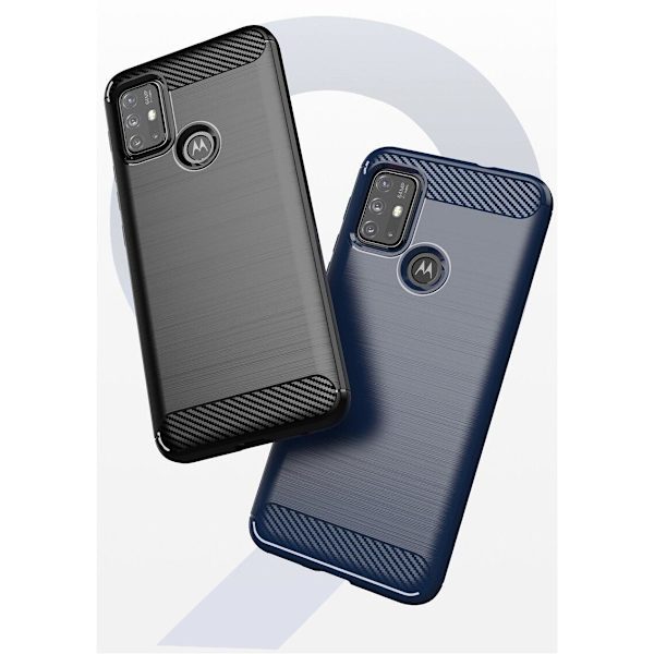 SKALO Moto G30 Armor Carbon Iskunkestävä TPU suojakuori - Valitse väri Black