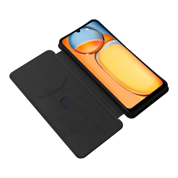 SKALO Xiaomi Redmi 13C 4G Carbon Fiber Plånboksfodral - Svart Svart
