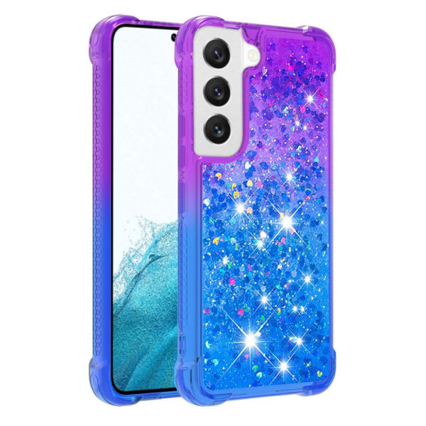 SKALO Samsung S23 Kvicksand Glitter Hjerter TPU Cover - Lilla-Bl Multicolor