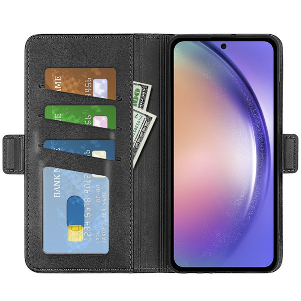 SKALO Samsung A55 5G Premium Wallet Flip Cover - Sort Black