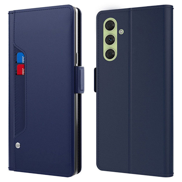 SKALO Samsung S24 Kortholder Mirror Flip Cover - Blå Blue