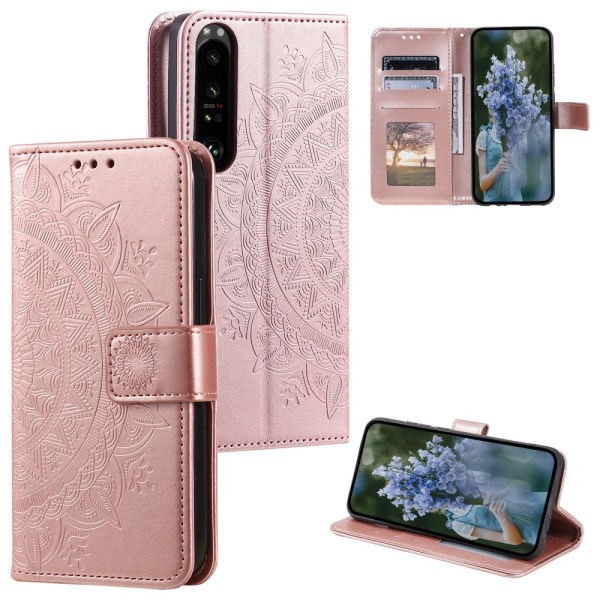 SKALO Sony Xperia 1 VI Mandala lompakkokotelo - Ruusukulta Pink gold