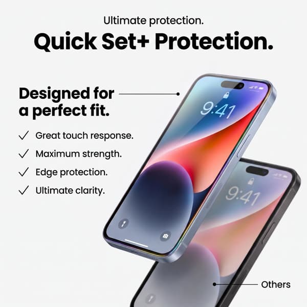 2-KPL Tech-Protect Quick Set+ Näytönsuoja Karkaistua Lasia sopii iPhone 18 Pro Max - Musta Black