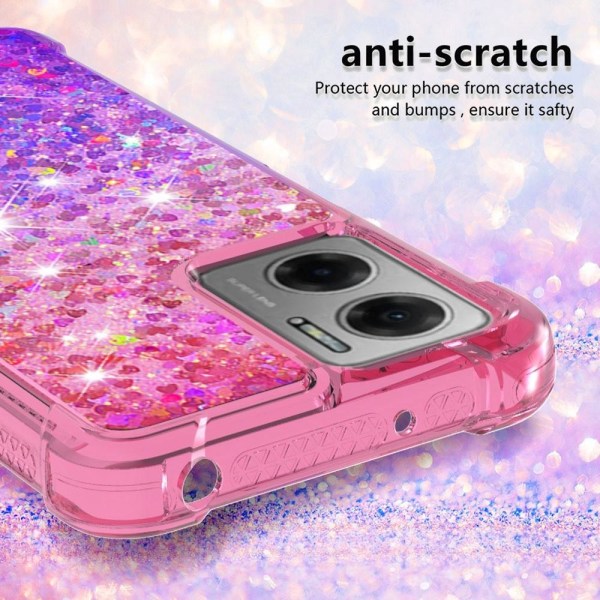 SKALO Xiaomi Redmi 10 5G Kvicksand Glitter Hjerter TPU Cover - Pink-Lilla Multicolor