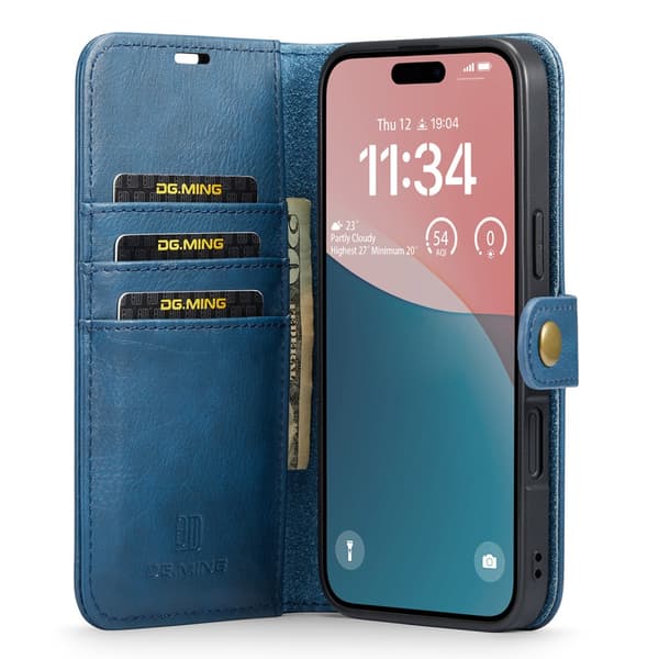 DG MING iPhone 16 2-i-1 Magnet Pungetui - Blå Blue