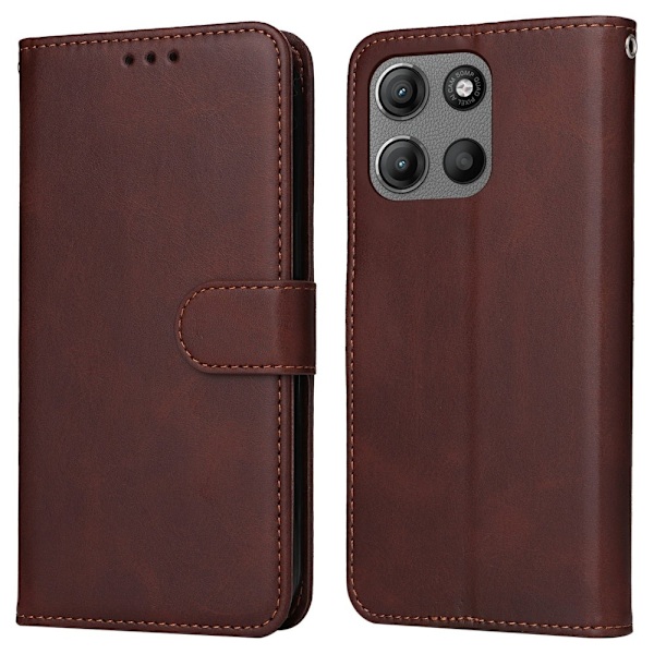 SKALO Motorola Moto G15 4G PU-läder Plånboksfodral - Fler färger Brun