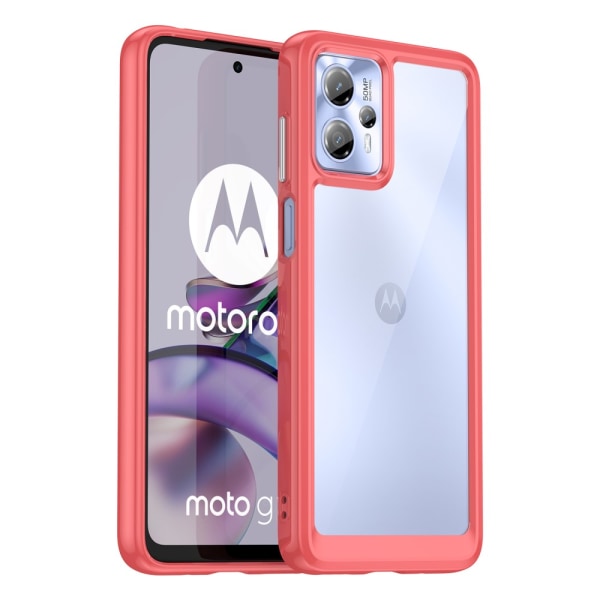 SKALO Motorola Moto G23 4G Transparent TPU Bumper Skal - Röd Röd