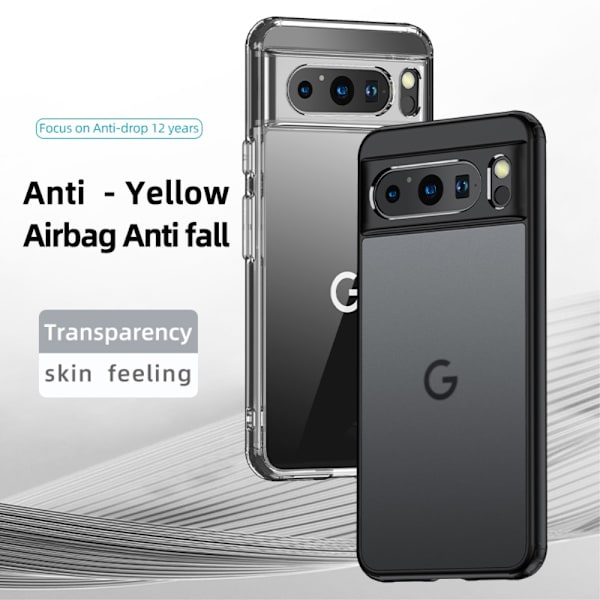 SKALO Google Pixel 8 Pro TPU Clear Hybrid Cover - Sort Black