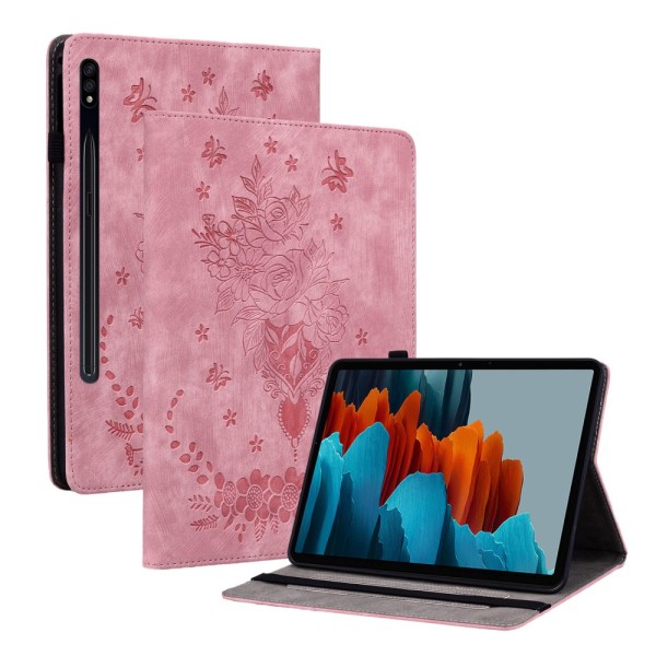 SKALO Samsung Tab S9+/S9 FE+ Mandala Butterfly Suojakotelo - Pinkki Pink