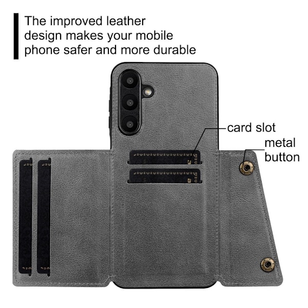 SKALO Samsung A26 5G PU-Läder 2-Kortfack Skal - Svart Svart