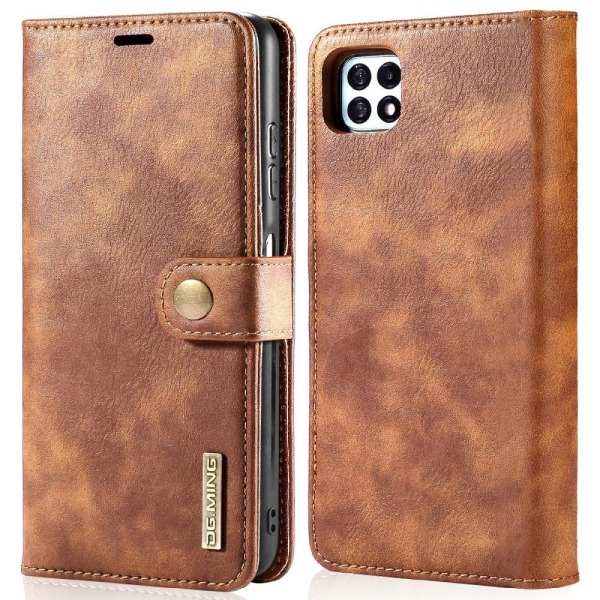 DG MING Samsung A22 5G 2-i-1 Magnet Plånboksfodral - Ljusbrun Light brown