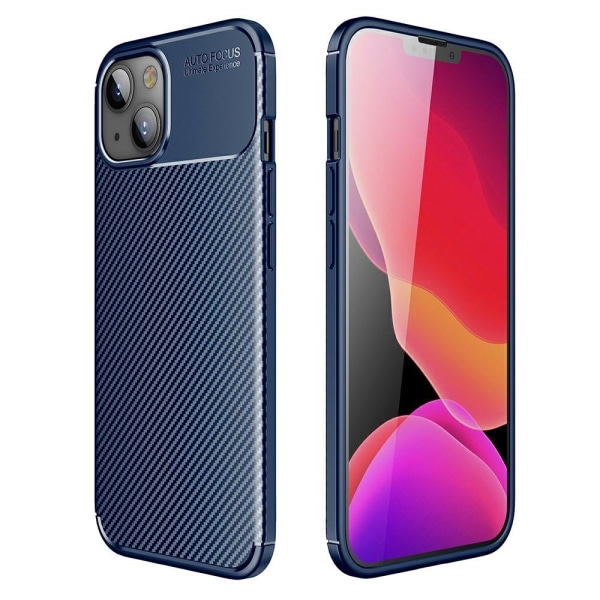 SKALO iPhone 13 Carbon Fiber TPU-skal - Blå Blue