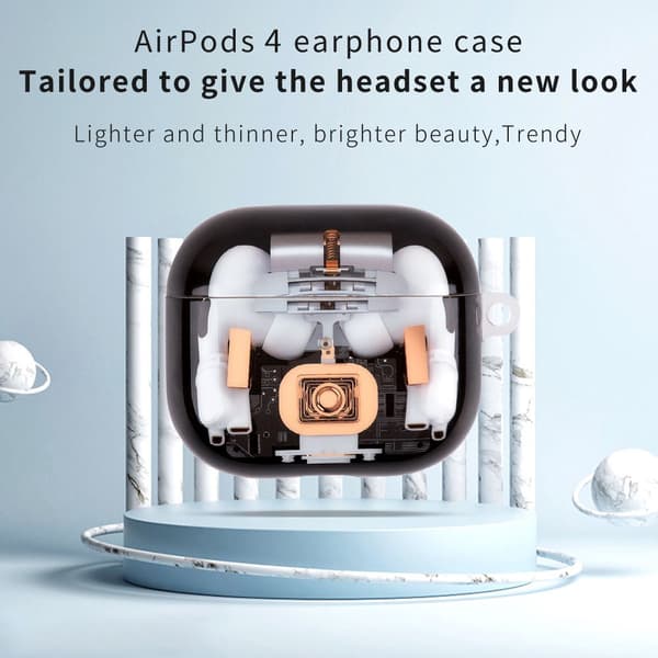 SKALO Mechanical Structure TPU Cover til AirPods 4 - Sort Black