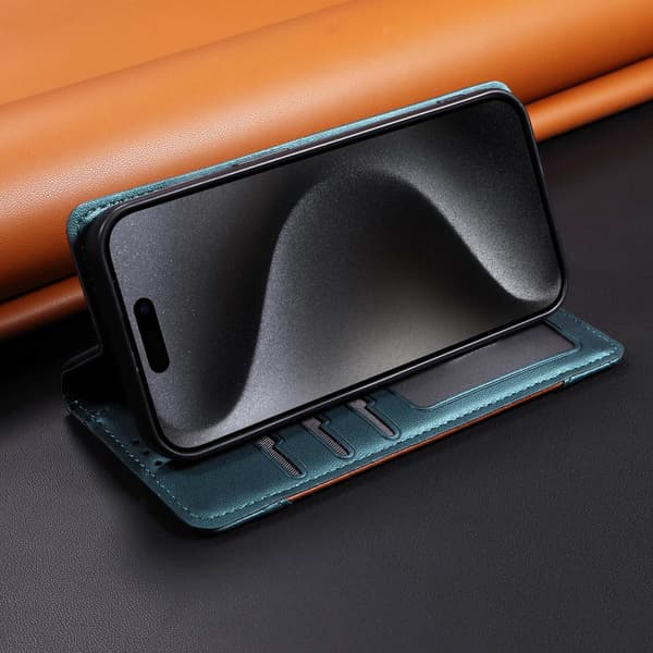 SKALO PU-Läder Plånboksfodral för iPhone 18 Pro - Grön Grön