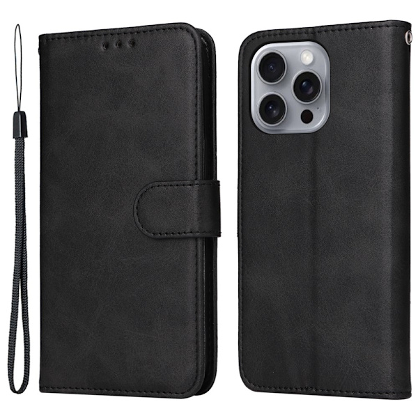 SKALO iPhone 16 Pro Max PU-læder Pungetui - Vælg farve Black