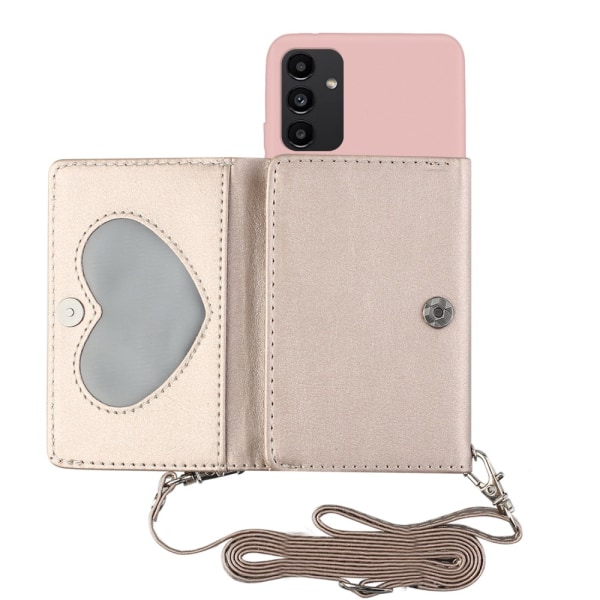 SKALO Samsung A34 5G TPU-Suojakuori with Heart Wallet - Pinkki Pink