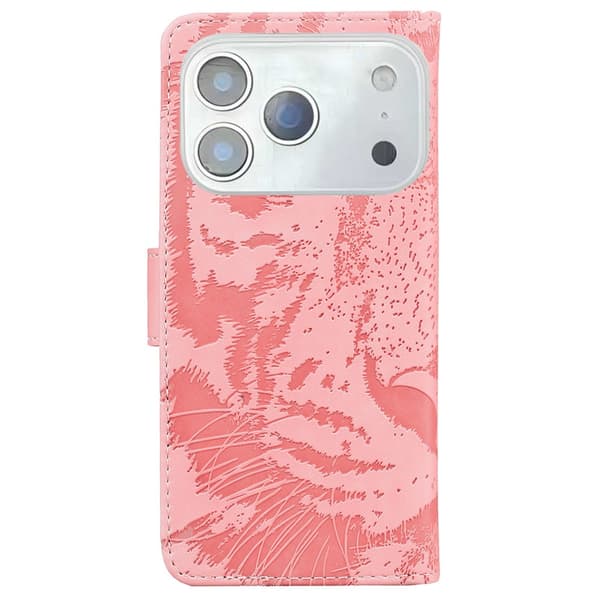 SKALO Embossed Tiger Plånboksfodral för iPhone 18 Pro Max - Rosa Rosa